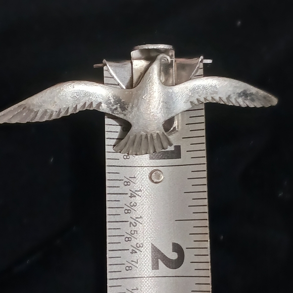 Vintage Modernist Pewter Marked Seagull Brooch Pin - Picture 8 of 8